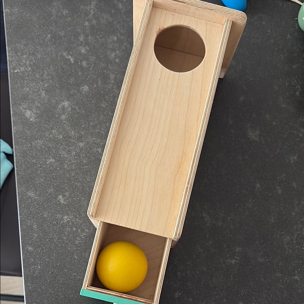 Montessori Wooden Ball Drop Toy with Yellow Ball